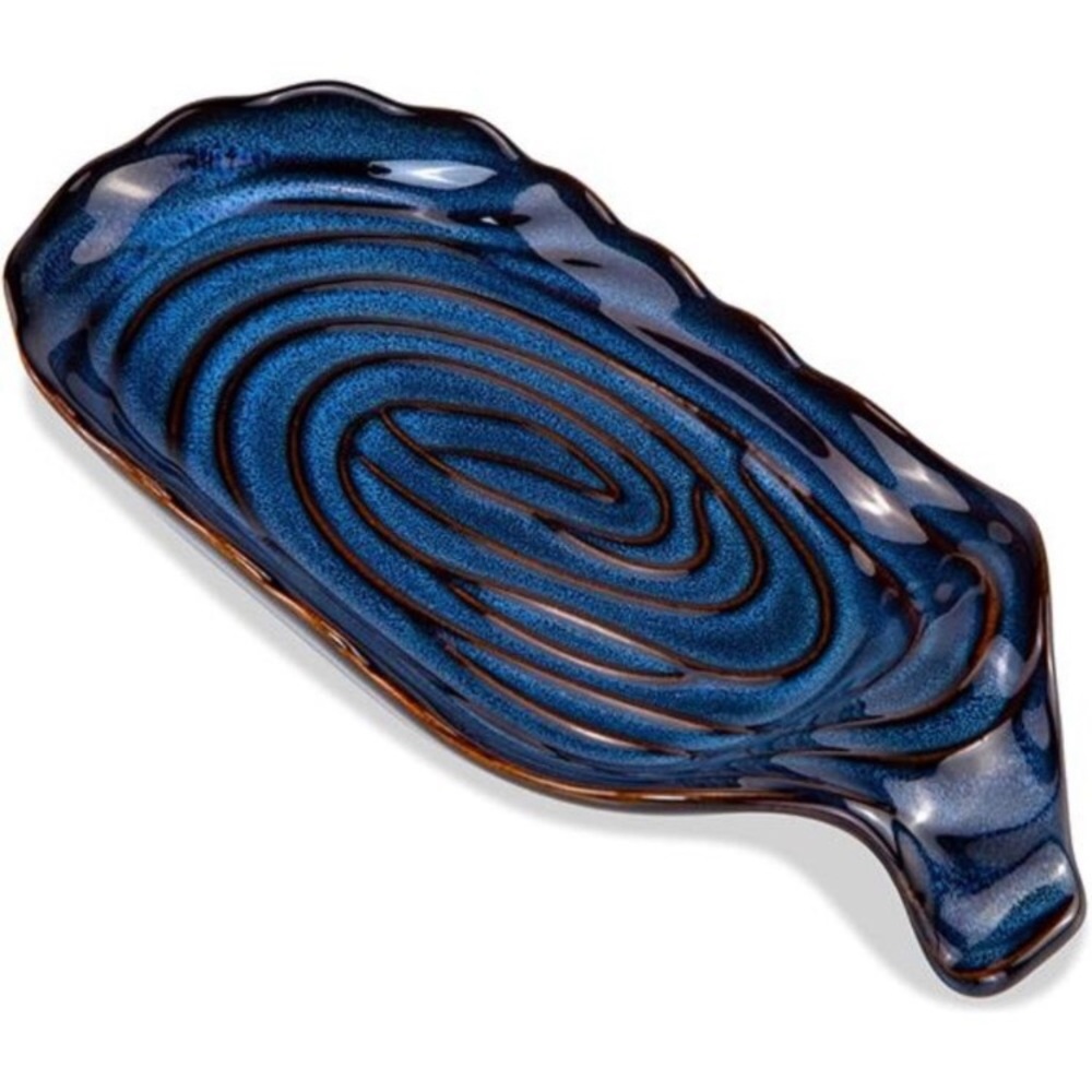 Ceramic Spoon Rest for Stove Top, Eisinly Vintage Blue Porcelain Spoon Holder